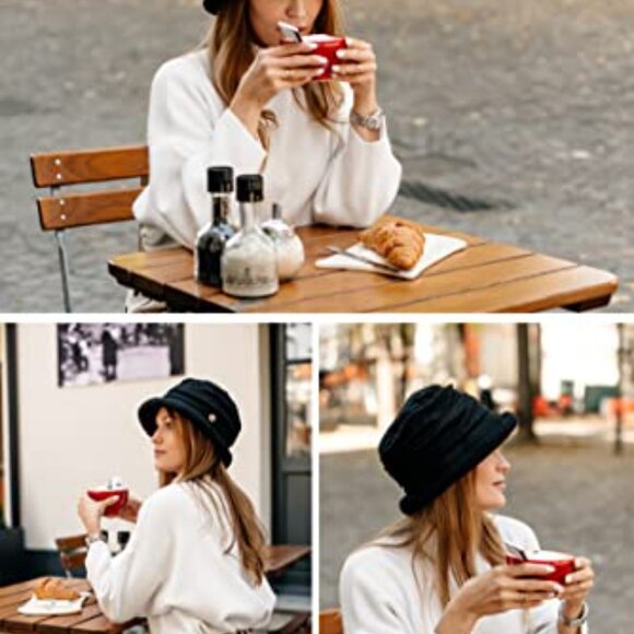 Wool Cloche Bucket Hat Elegant Vintage Fedora Winter Travel Crushable